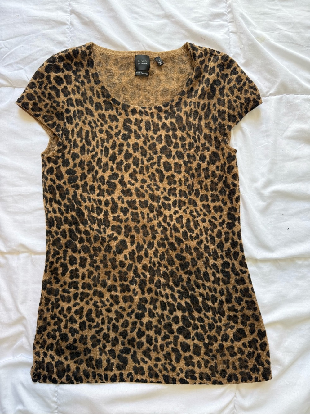 Saks Fifth Avenue Leopard Print Short Sleeve Top - Brown/Black